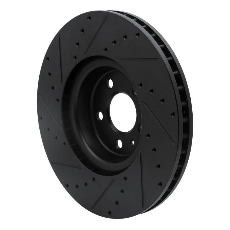 Audi S5 Brake Rotor (1) - Front Right - R1 Concepts - Drilled & Slotted - Black - `18-`25